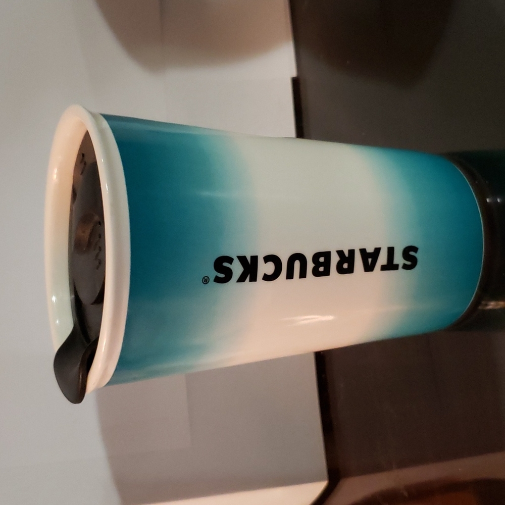 Starbucks 8oz Ceramic Ombre Teal w/lid
